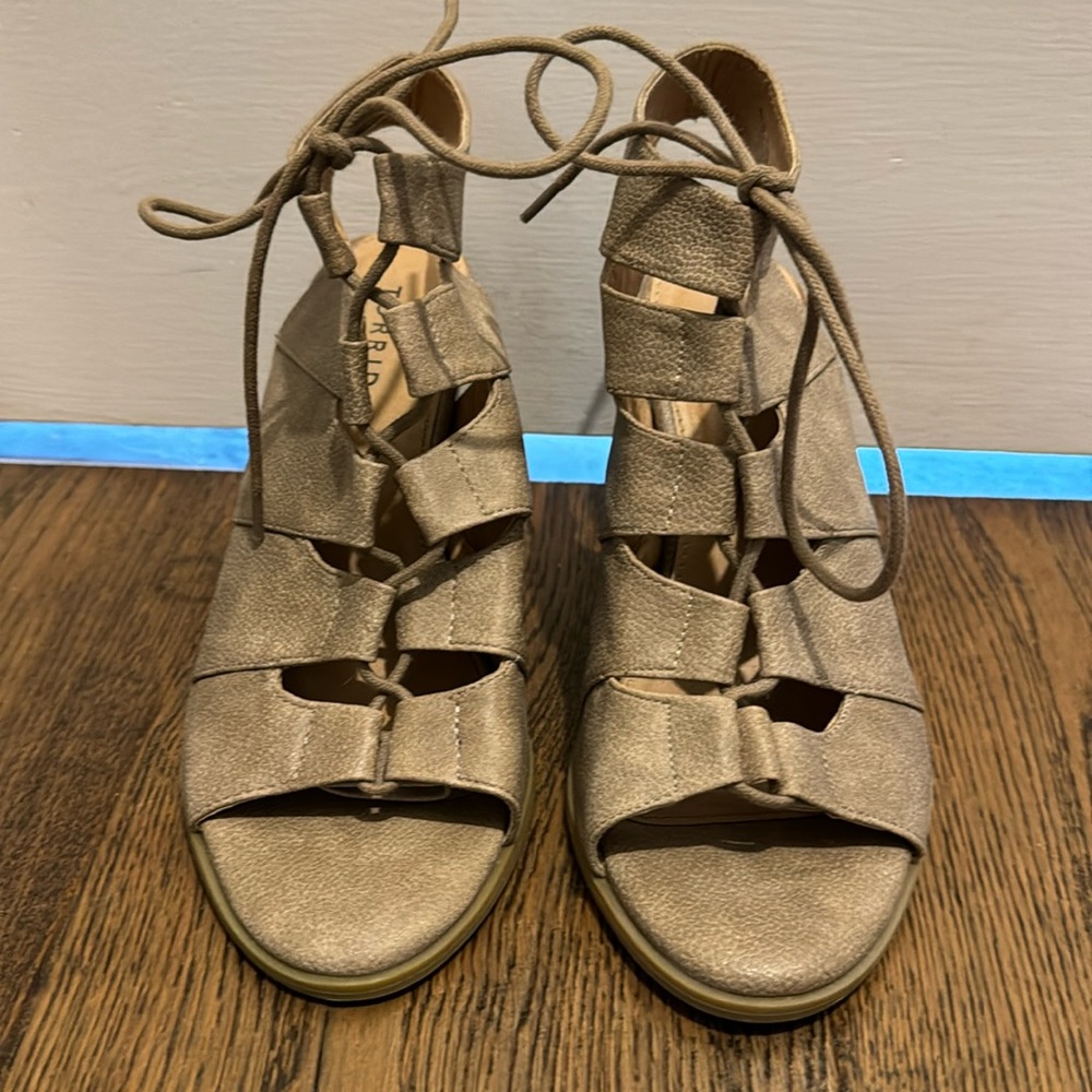 Torrid Tan Heeled Bootie Sandals size 8